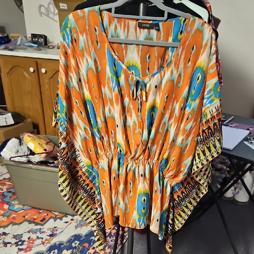 Apt. 9 Orange Multi-Color Printed Tunic